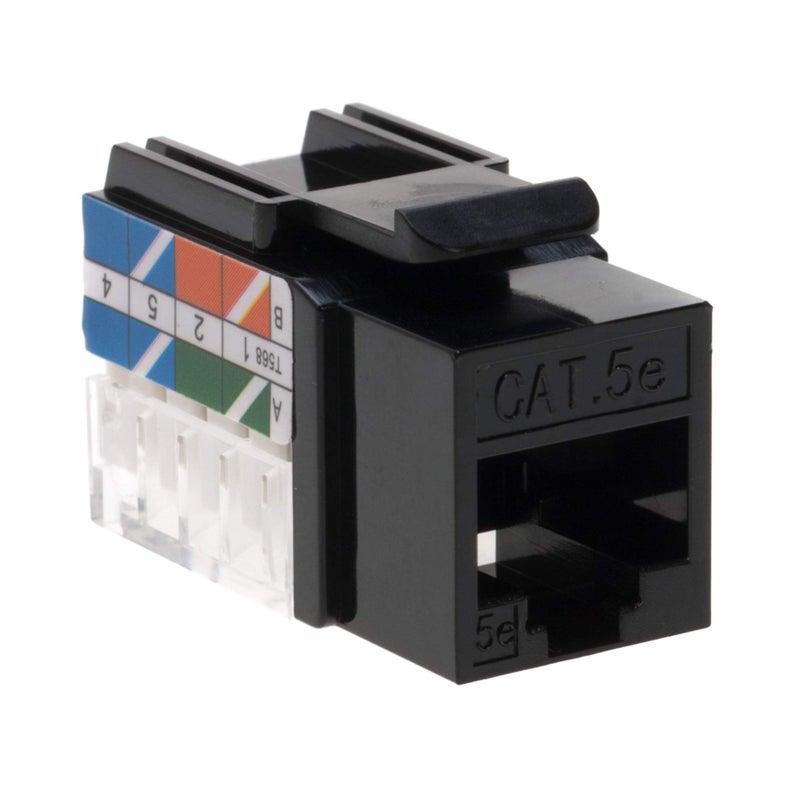 SATMAXIMUM Cat5e Keystone Ethernet Wall Jack Punch Down UTP 45-Degree (Easier Termination Than 90-Degree), RJ45 Slim Profile Speed Termination Black 45Â° Angled (5 Pack) - Image 4